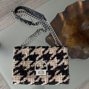 White House black market Elegant Tweed Chain Shoulder Bag